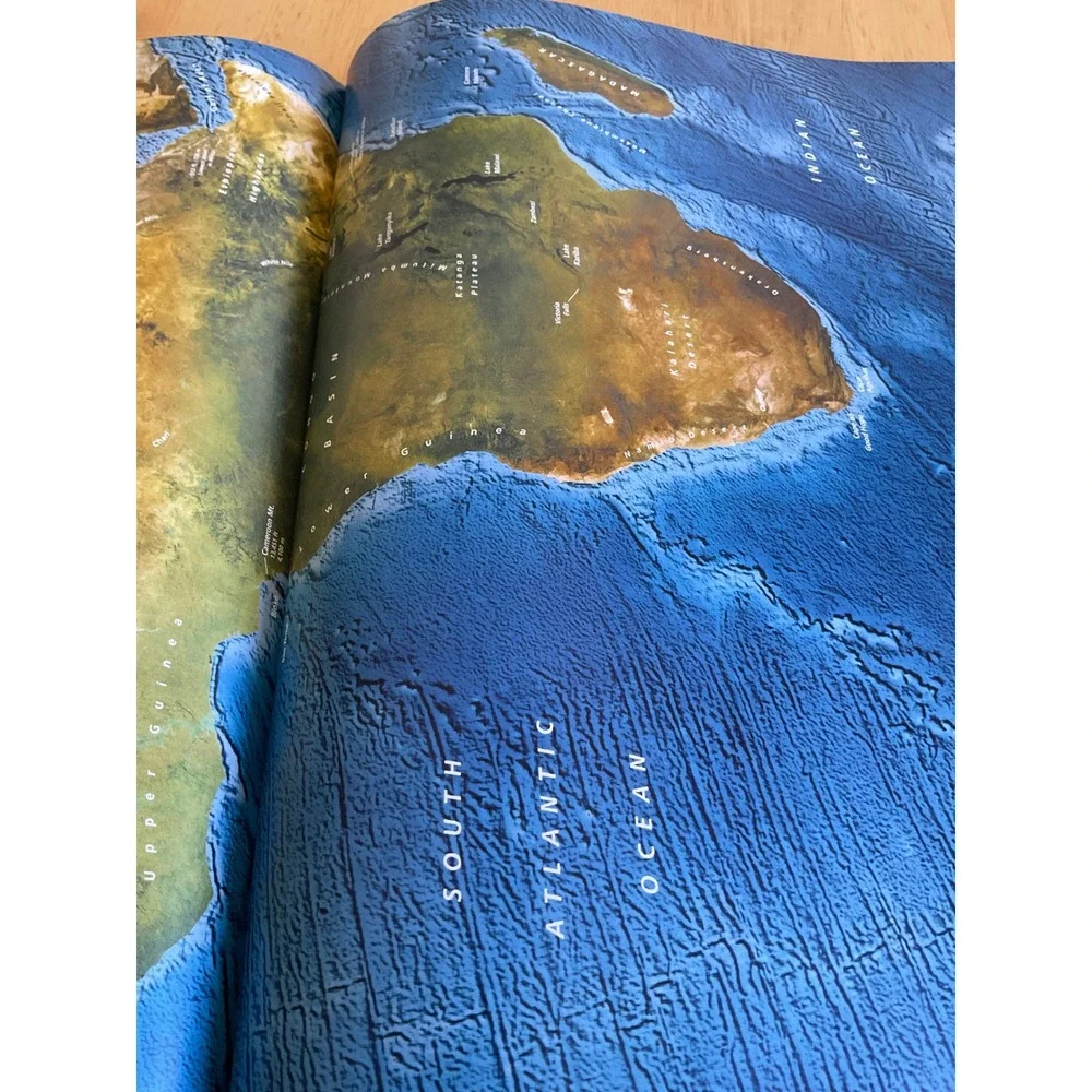 National Geographic Satellite Atlas of the World Hardcover Blue Silver Map Book